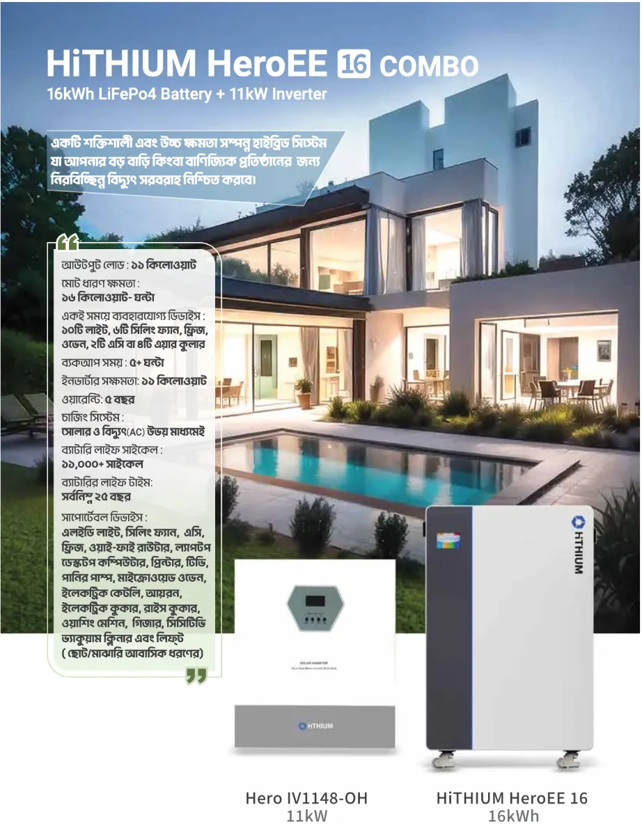 HiTHIUM HeroEE 16 COMBO (16kWh Battery + 11kW Inverter)